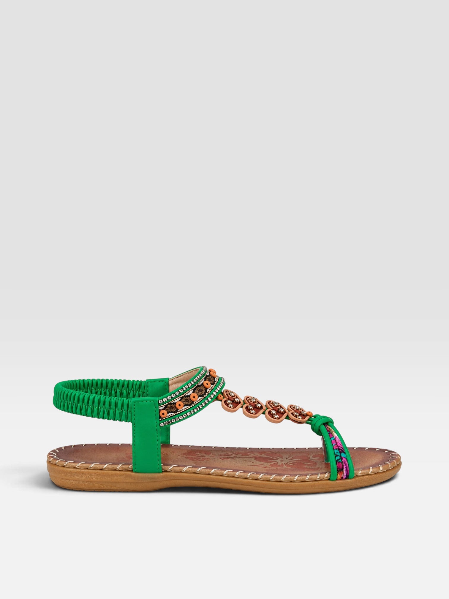 Edith | Women's Leather-Look Beaded Sandals - Adjustable Strap Summer Sandals