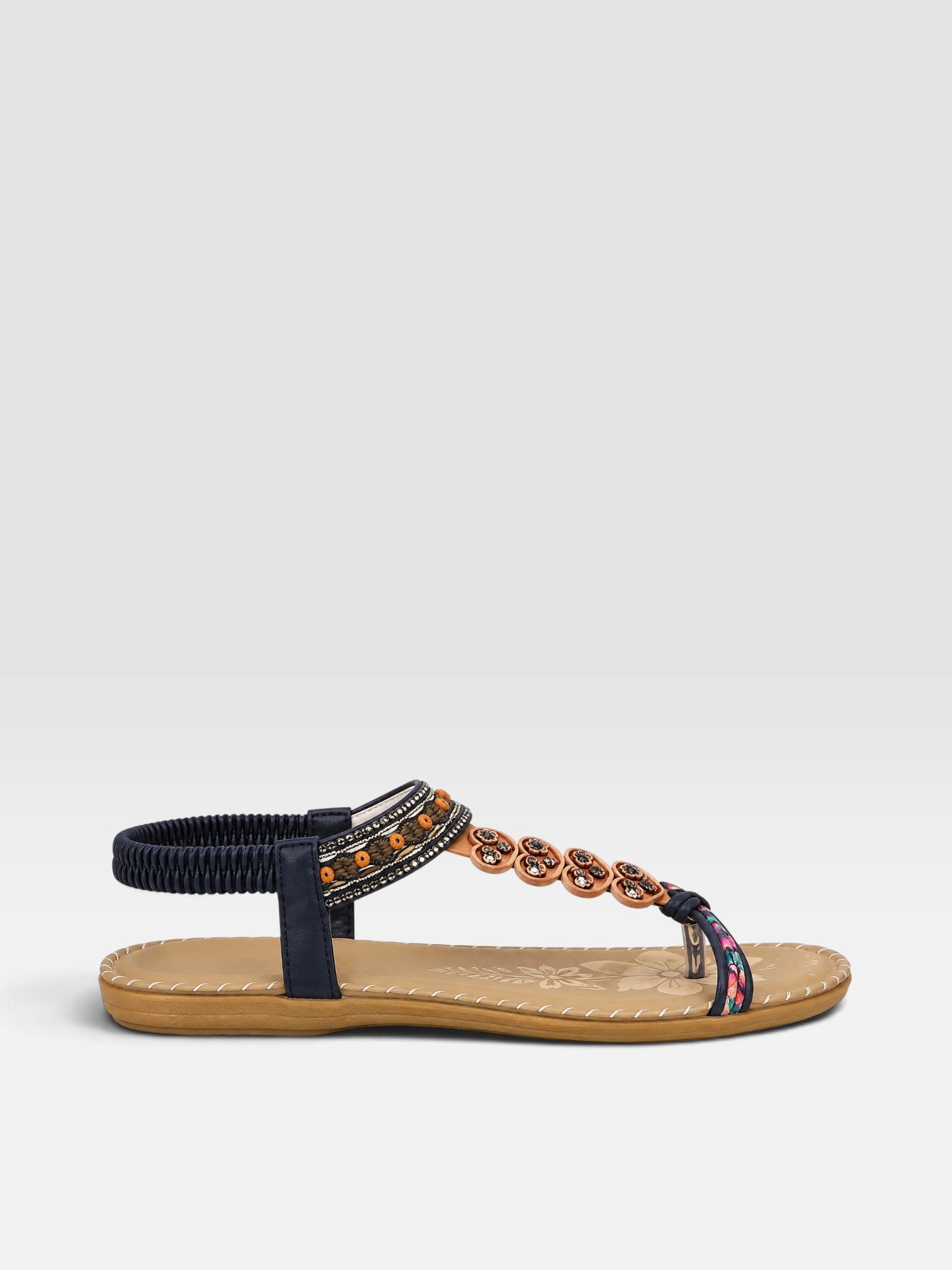 Edith | Women's Leather-Look Beaded Sandals - Adjustable Strap Summer Sandals