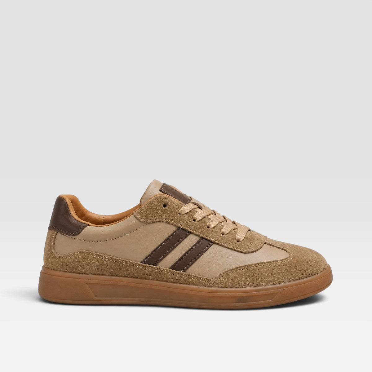 Barnaby | Men's Leather-Look Retro Trainers - Suede-Look Panel Court Sneakers