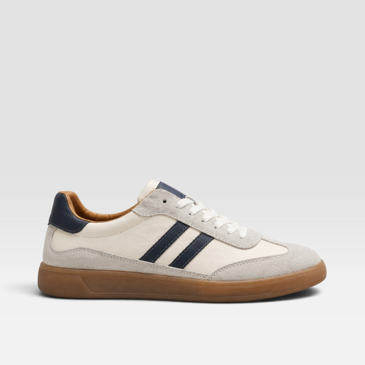 Barnaby | Men's Leather-Look Retro Trainers - Suede-Look Panel Court Sneakers
