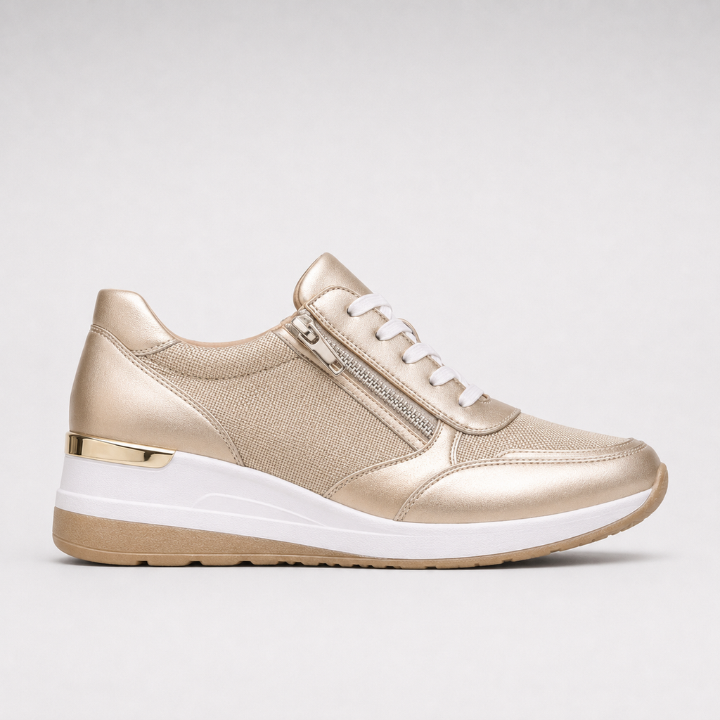 Chloe | Women's Lace-Up Platform Trainers – Side-Zip Casual Sneakers
