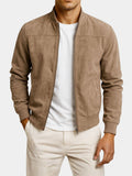 Archie | Men's Suede-Look Zip-Up Bomber Jacket - Ribbed Cuff Casual Jacket