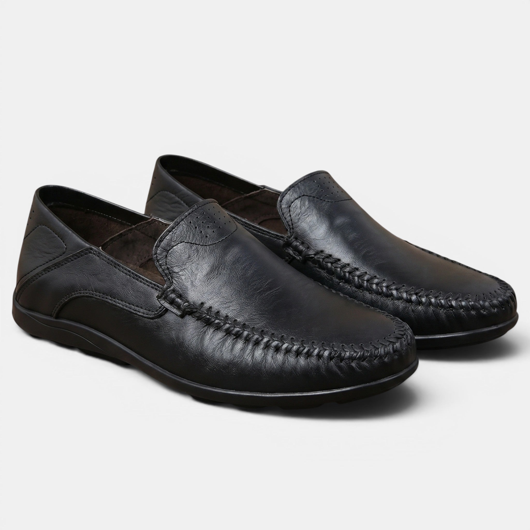 George | Men's Slip-On Driving Loafers Whipstitch Leather Casual Shoes