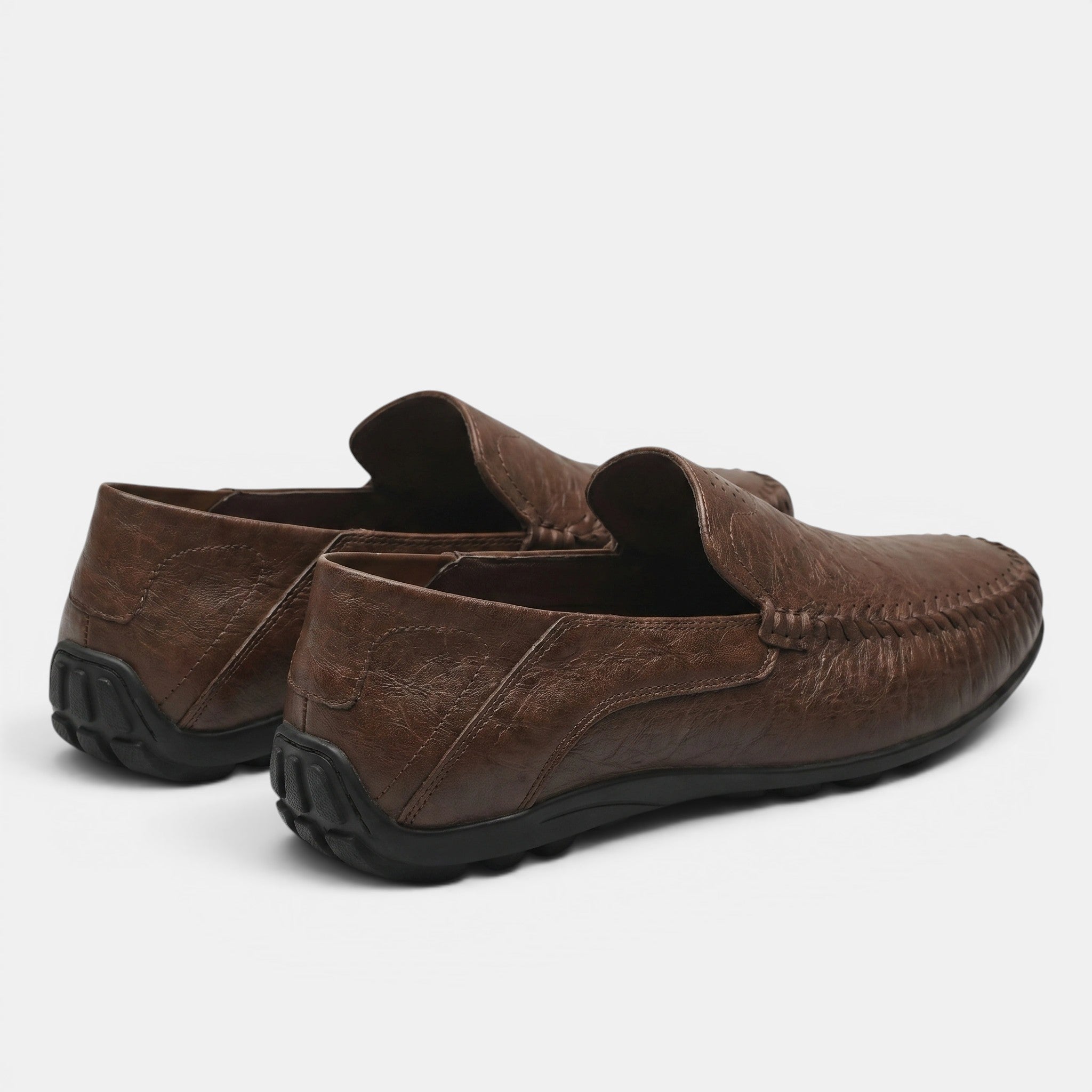 George | Men's Slip-On Driving Loafers Whipstitch Leather Casual Shoes