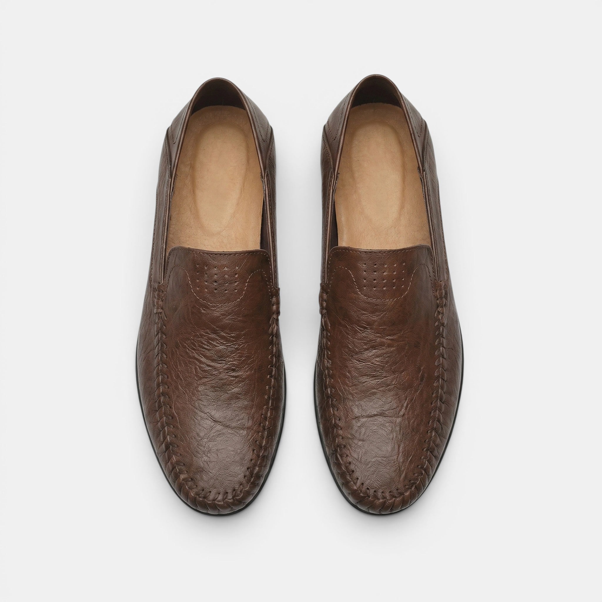 George | Men's Slip-On Driving Loafers Whipstitch Leather Casual Shoes