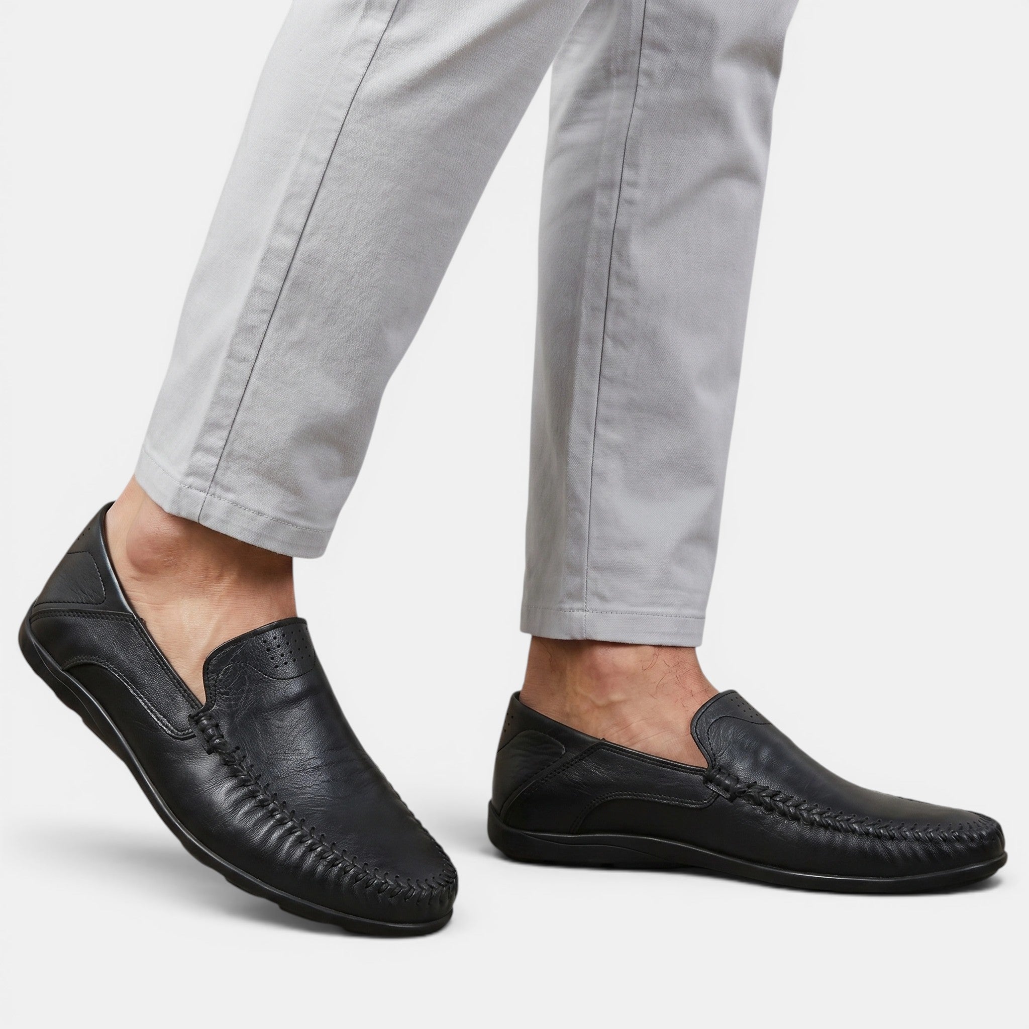 George | Men's Slip-On Driving Loafers Whipstitch Leather Casual Shoes