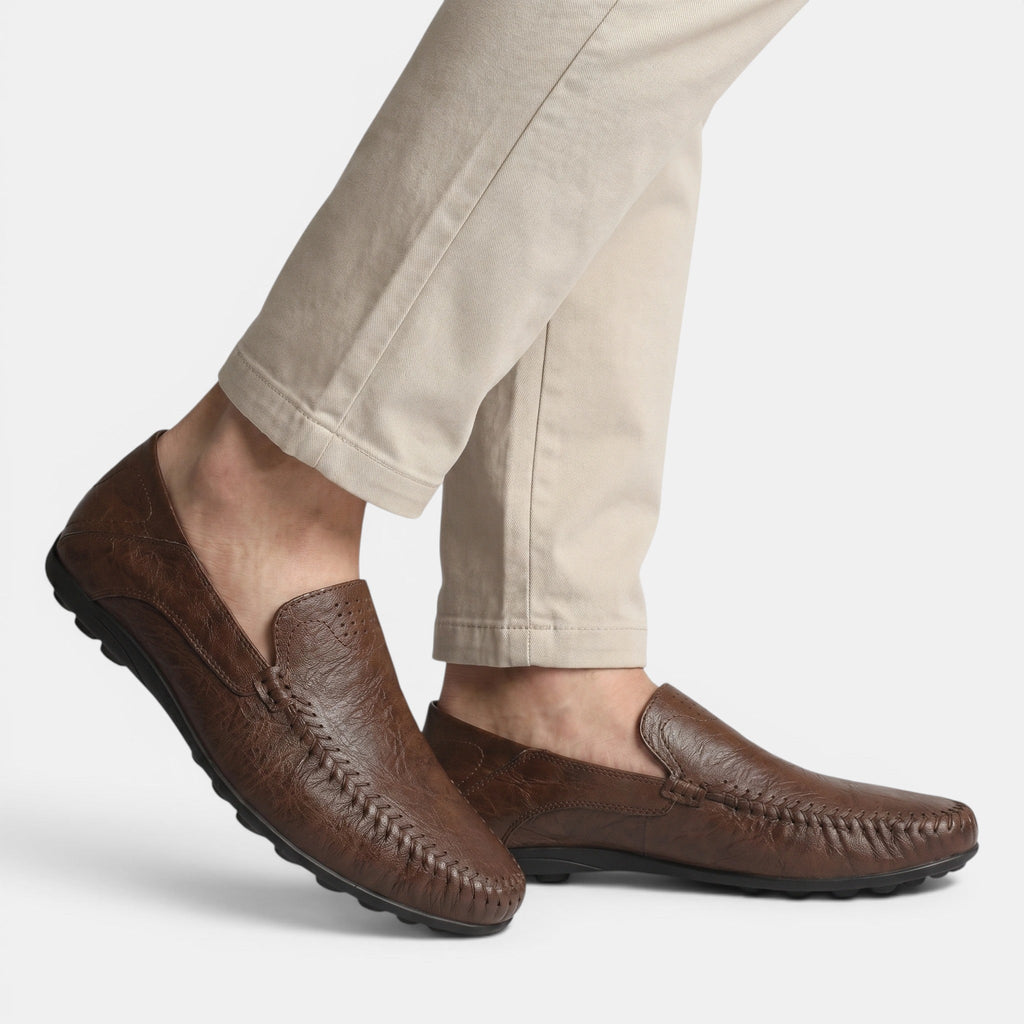 George | Men's Slip-On Driving Loafers Whipstitch Leather Casual Shoes