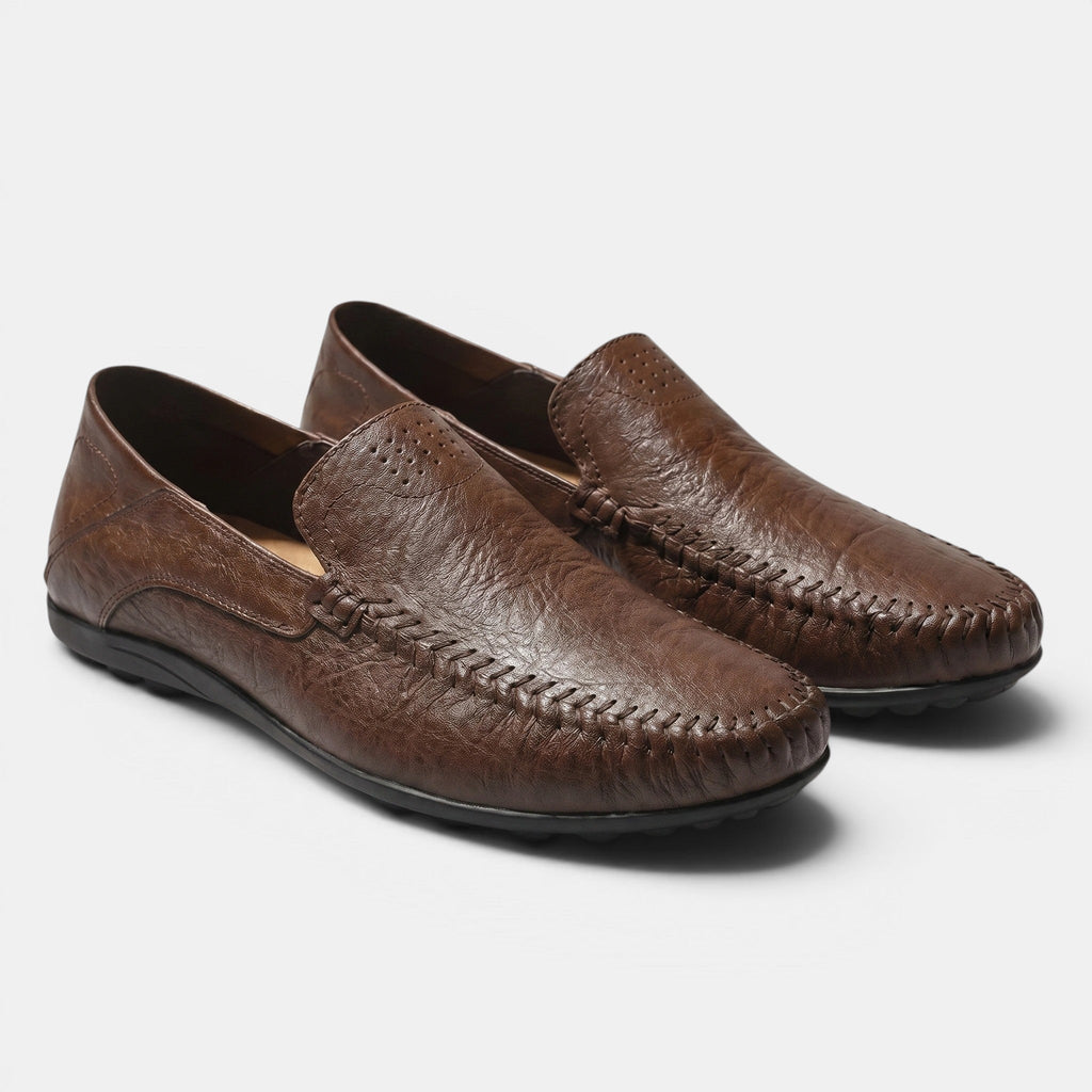George | Men's Slip-On Driving Loafers Whipstitch Leather Casual Shoes