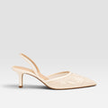 Josephine | Women's Embroidered Mesh Mule Heels - Pointed Toe Wedding Guest Shoes