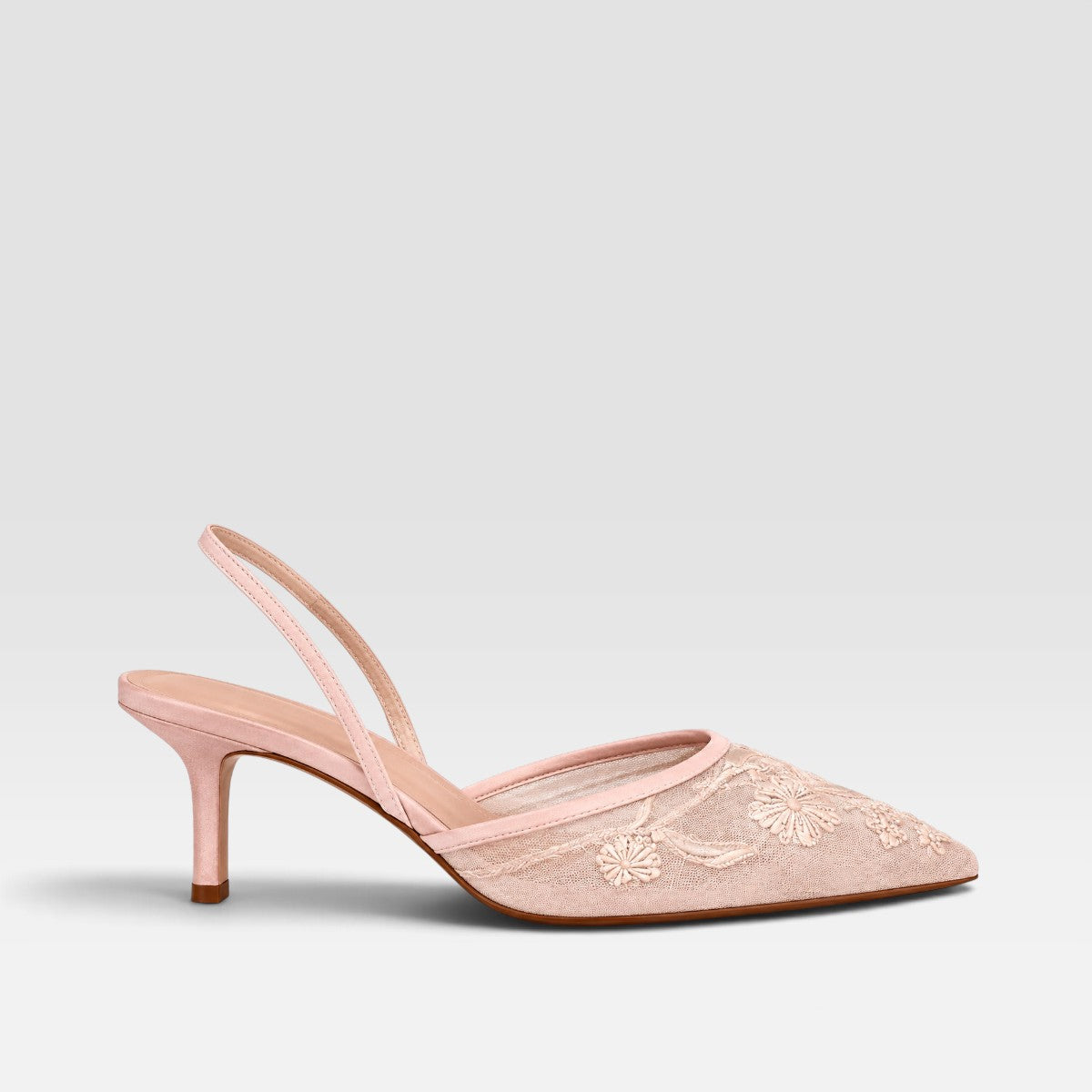 Josephine | Women's Embroidered Mesh Mule Heels - Pointed Toe Wedding Guest Shoes