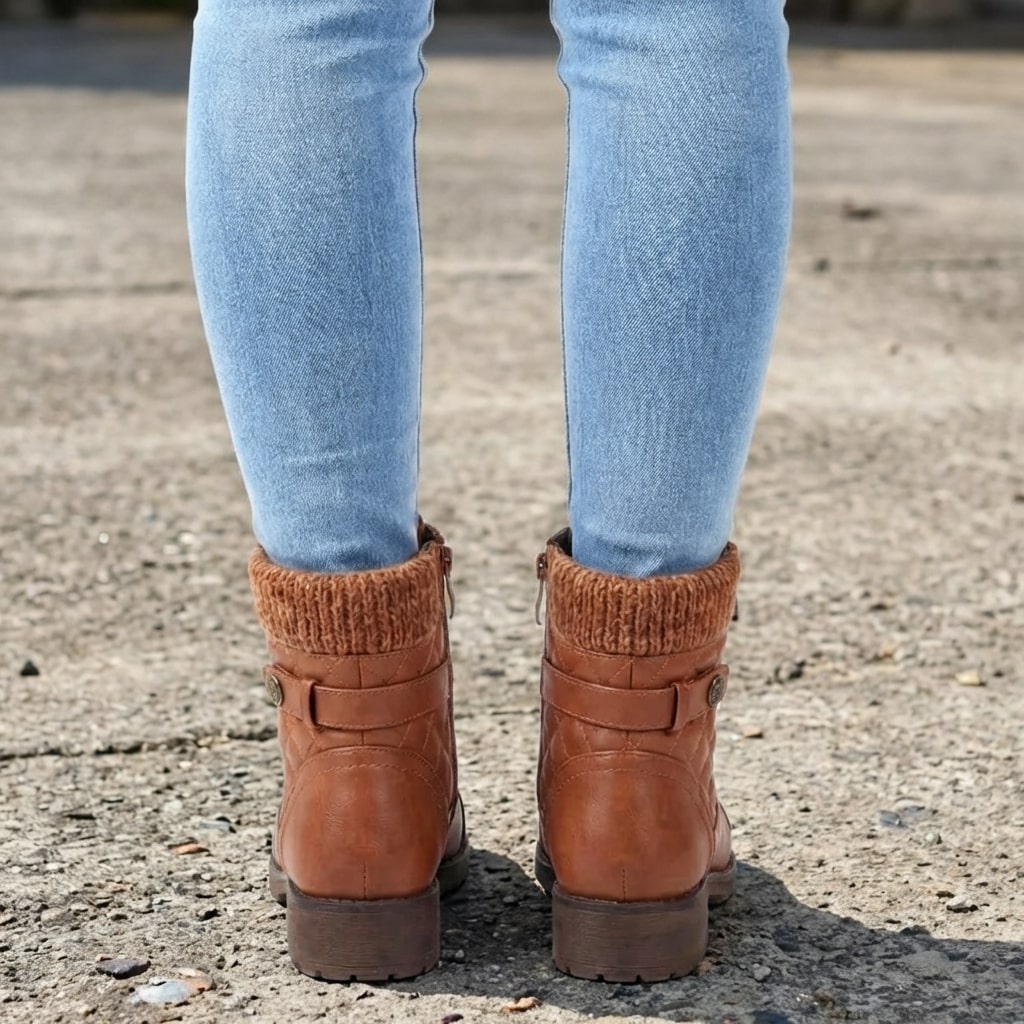 Valencia | Women's Leather Ankle Boots – Side-Zip Low Block Heel Boots