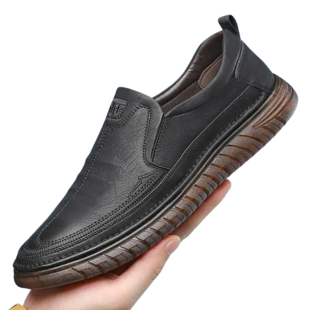 Elliot | Men's leather-look Slip-On Loafers - Cushioned Rubber-Sole Shoes