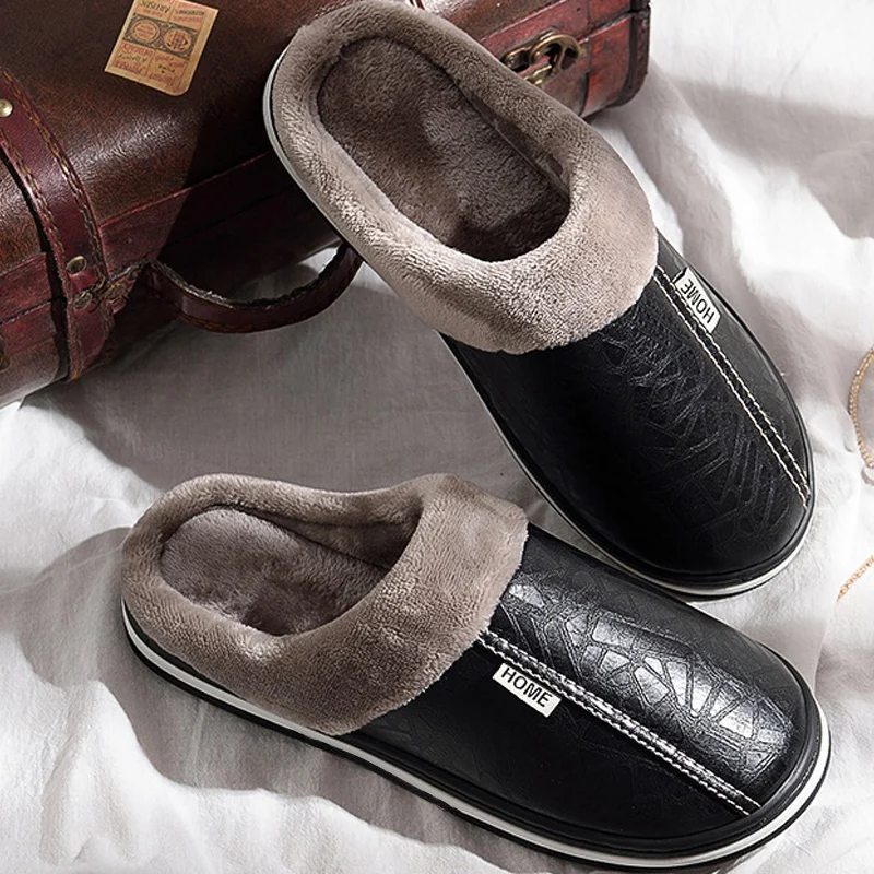 Herbert | Men's Leather-Look Cushioned Slides - Comfort Home & Poolside Sliders