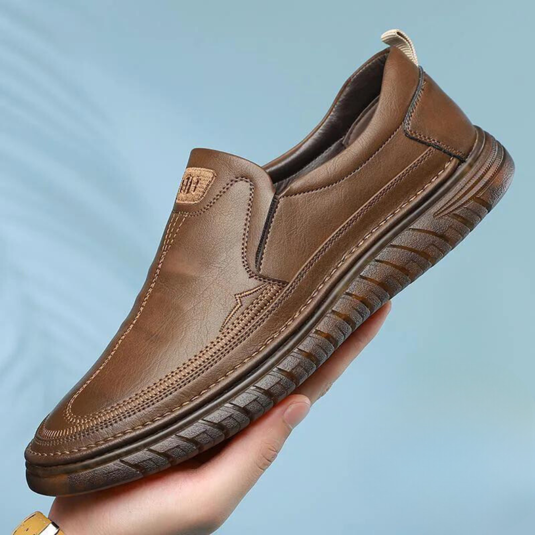 Elliot | Men's leather-look Slip-On Loafers - Cushioned Rubber-Sole Shoes