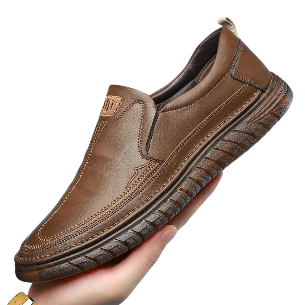 Elliot | Men's leather-look Slip-On Loafers - Cushioned Rubber-Sole Shoes
