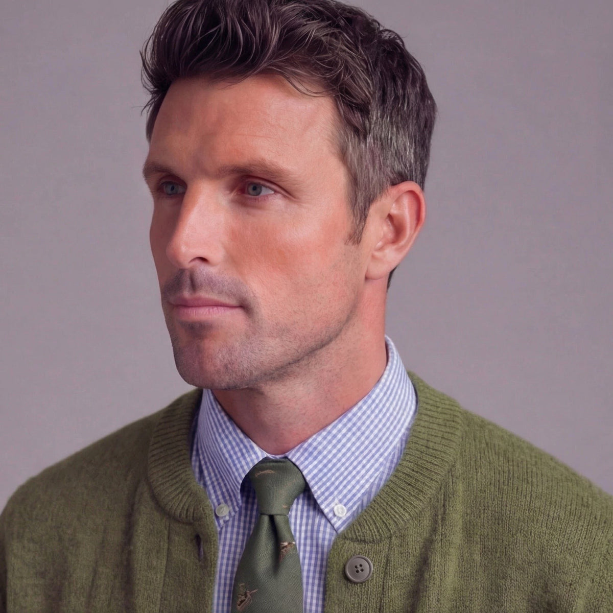 Wendell | Men's Knit Button-Front Cardigan - Crew Neck Relaxed Fit Knitwear