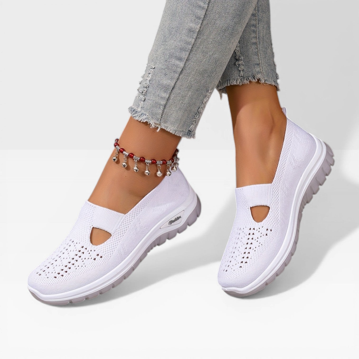 Women's Knit Slip-On Walking Trainers – Breathable Lightweight