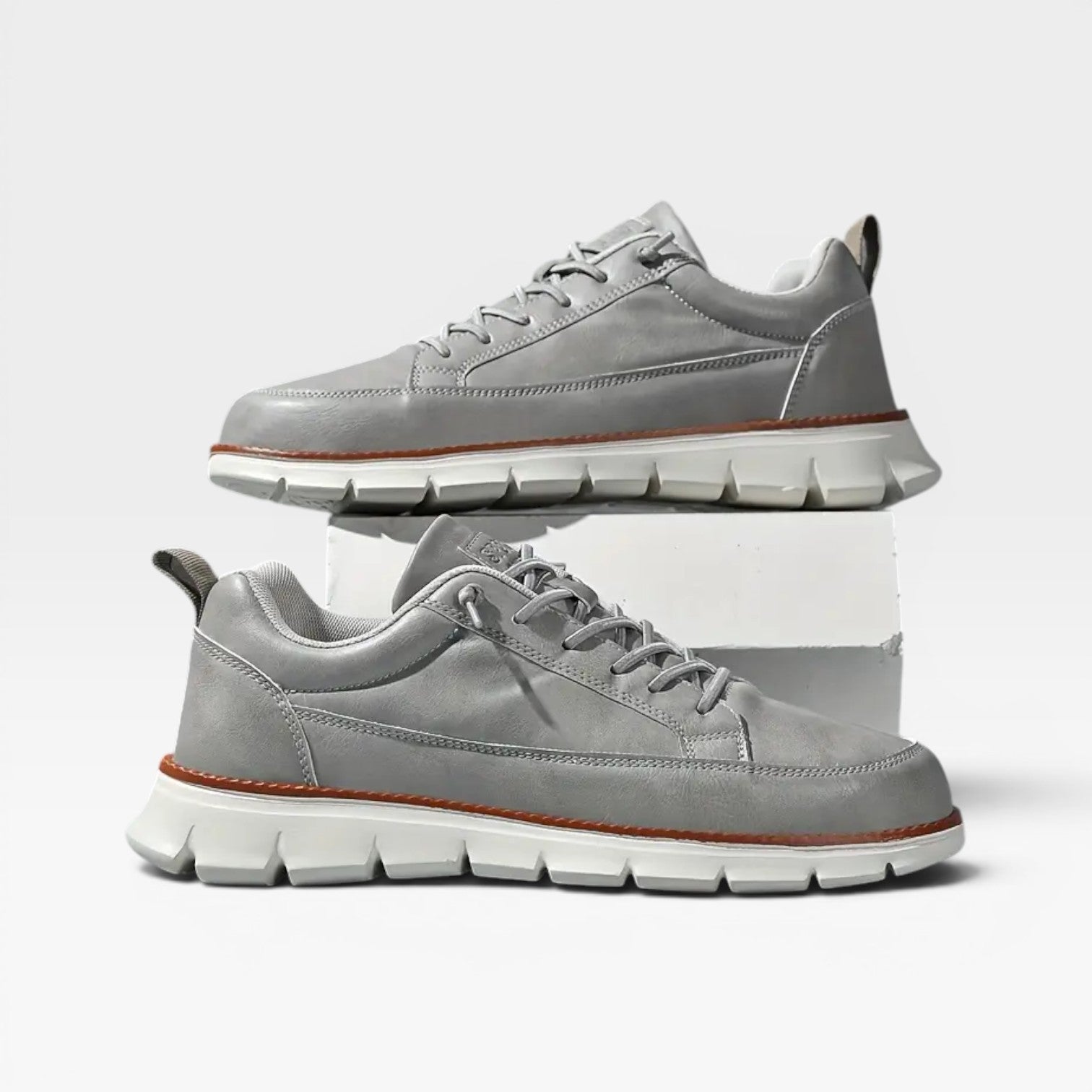 James | Men's Casual Leather Trainers - Lace-Up Cushioned Everyday Sneakers