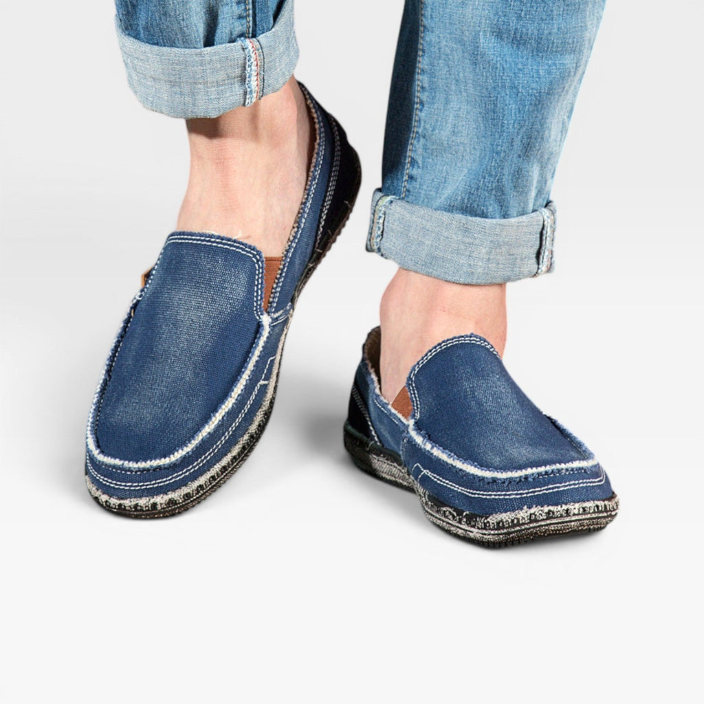 Mason | Men's Canvas Slip-On Loafers – Distressed Moccasin Shoes for Everyday Wear