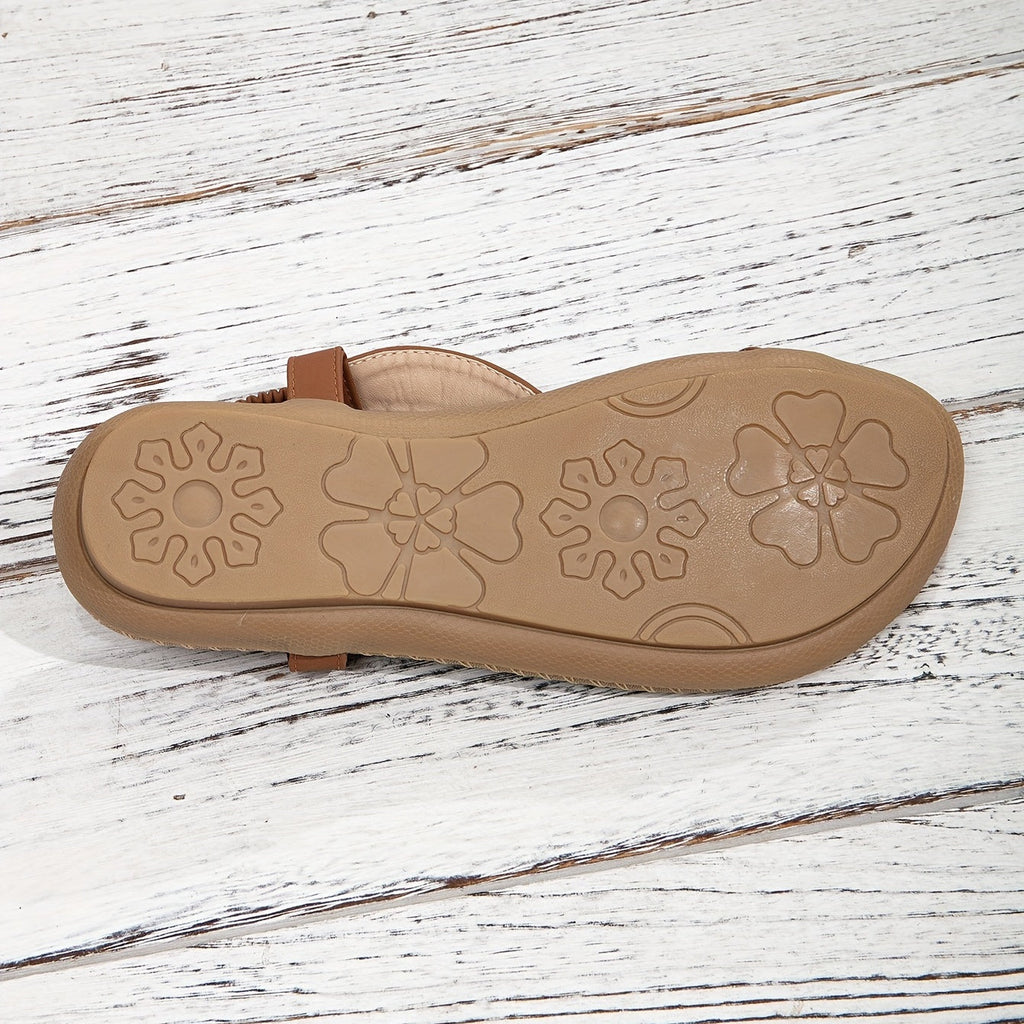 Edith | Women's Leather-Look Beaded Sandals - Adjustable Strap Summer Sandals