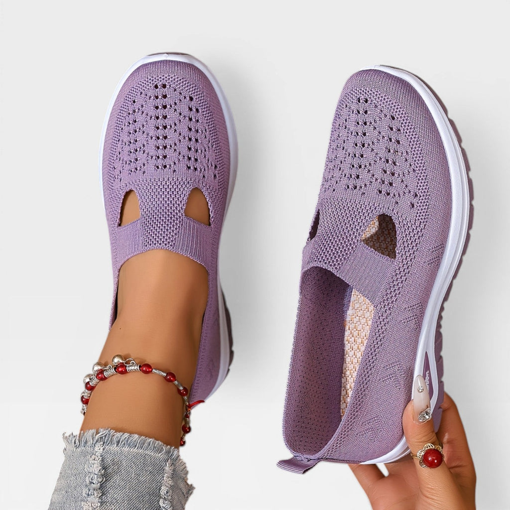 Women's Knit Slip-On Walking Trainers – Breathable Lightweight