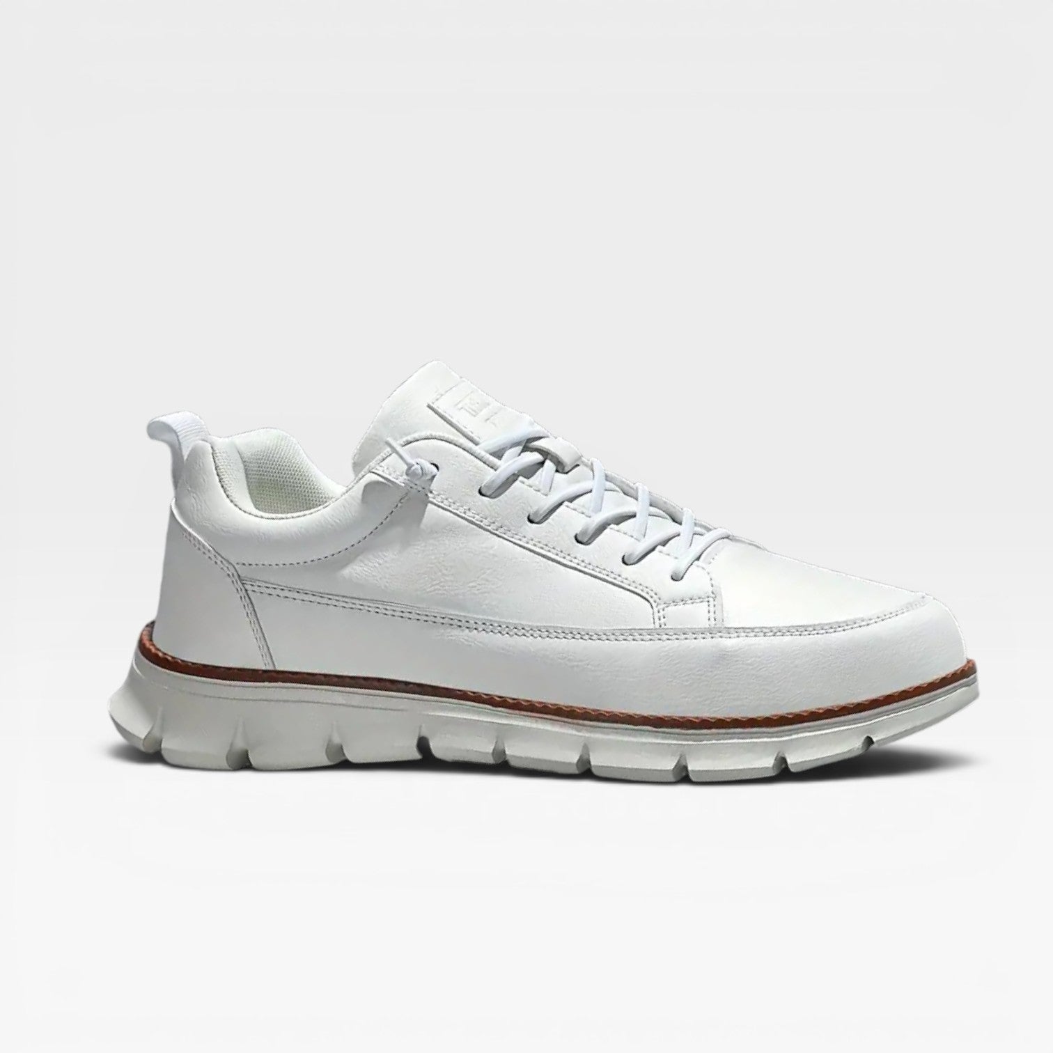 James | Men's Casual Leather Trainers - Lace-Up Cushioned Everyday Sneakers