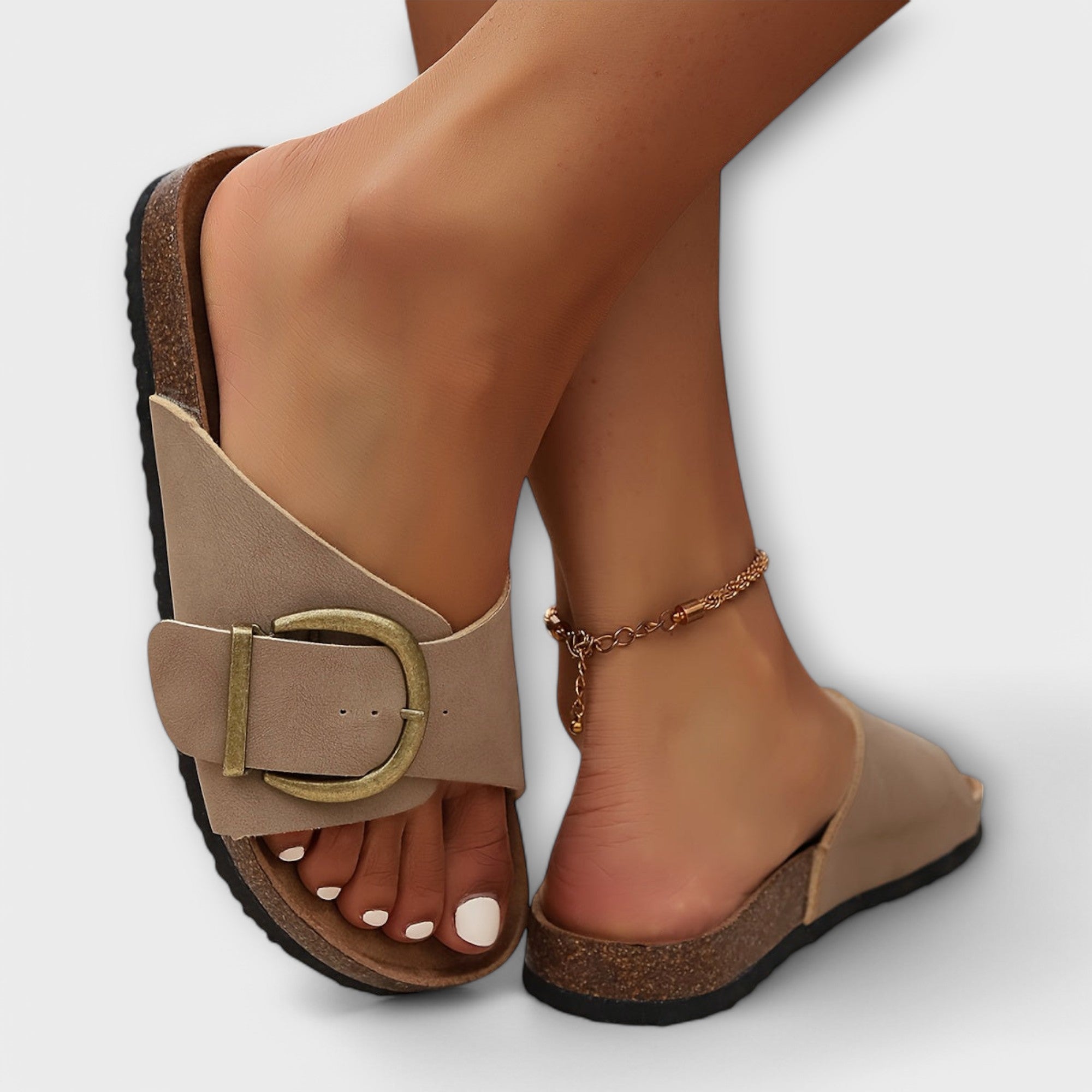 Rosemary | Women's Buckle Open-Toe Sandals - Slip-On Summer Sandals