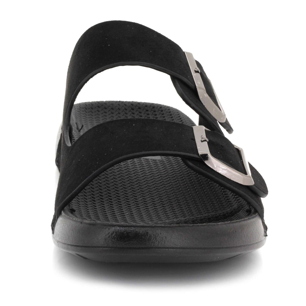 Lawrence | Men's Faux Leather Double Strap Buckle Sandals - Slip-On Slide Sandals