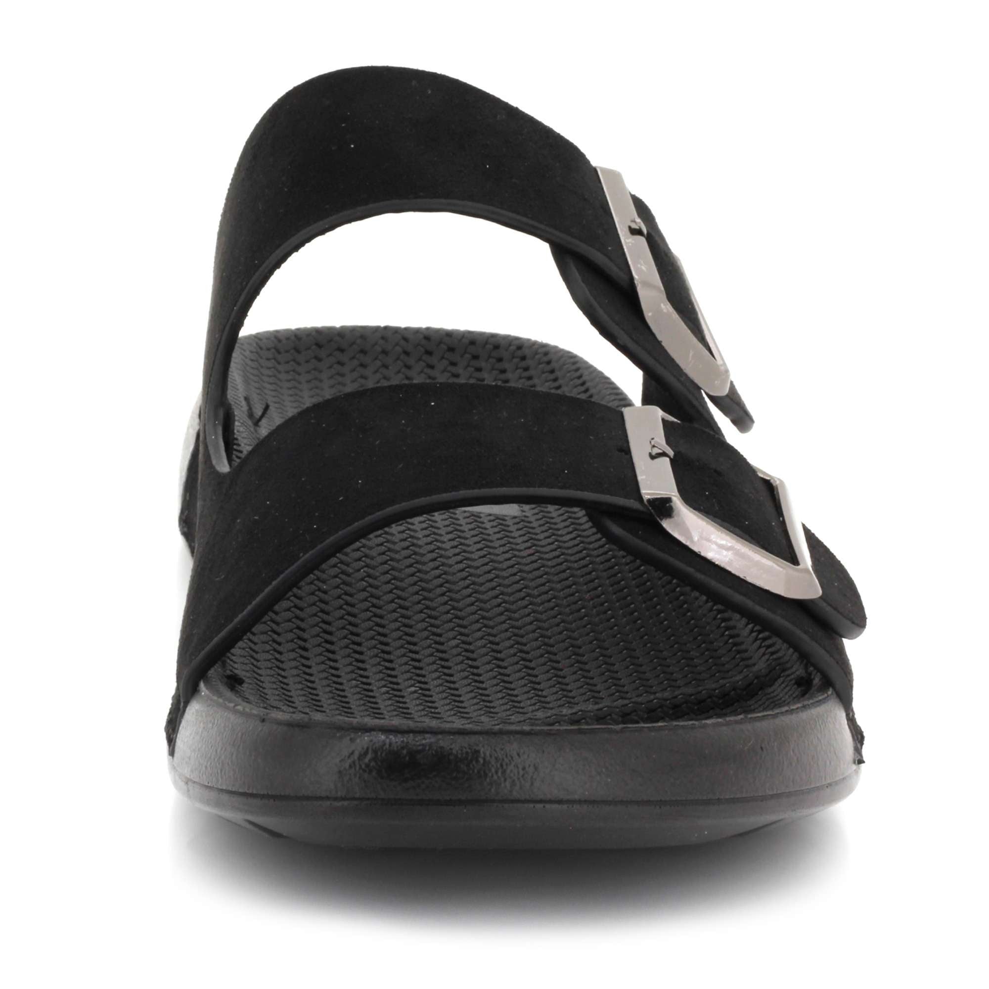 Lawrence | Men's Faux Leather Double Strap Buckle Sandals - Slip-On Slide Sandals