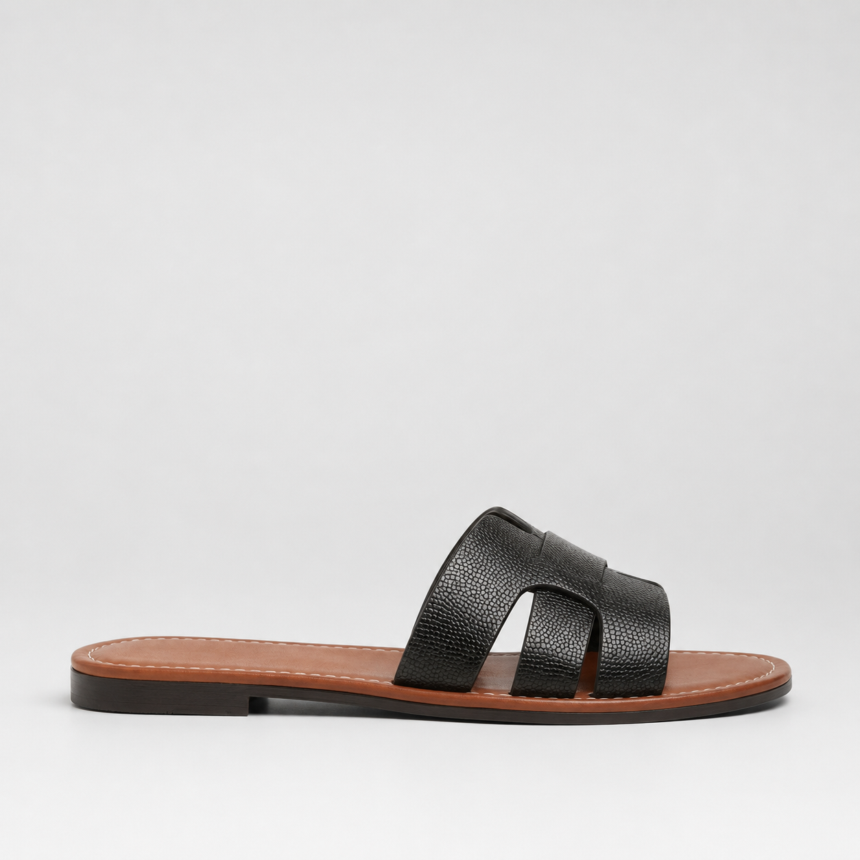 Lydia | Women's Flat Slide Sandals – Leather-Look Summer Shoes