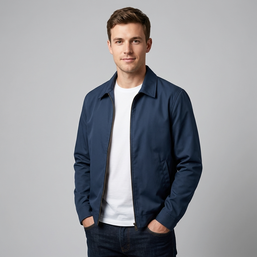 Mortimer | Men's Harrington Jacket - Zip-Up Checked Lining Casual Coat