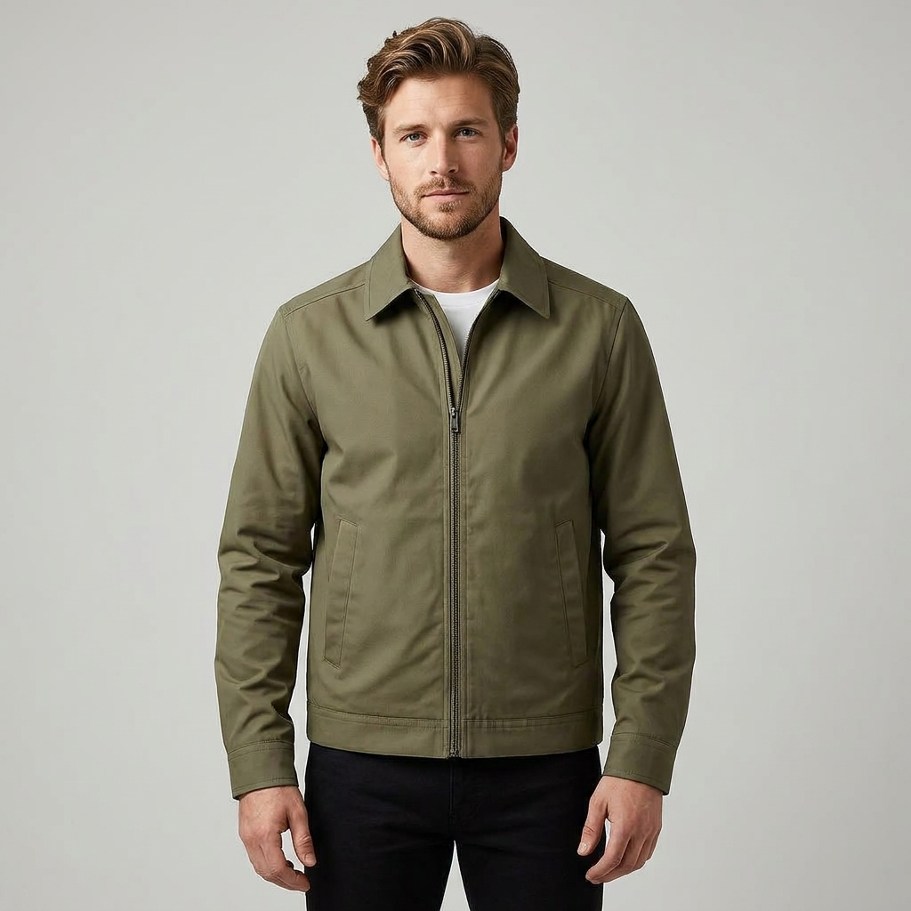 Mortimer | Men's Harrington Jacket - Zip-Up Checked Lining Casual Coat