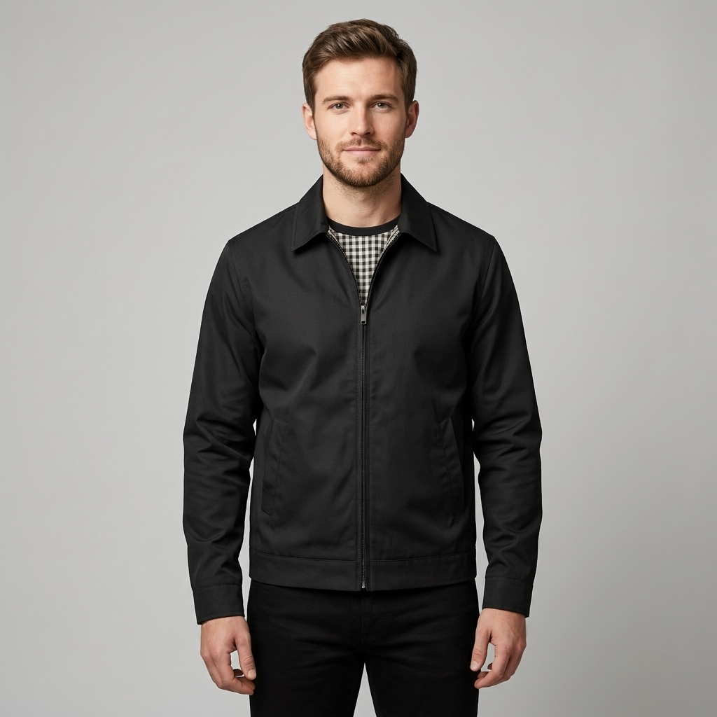 Mortimer | Men's Harrington Jacket - Zip-Up Checked Lining Casual Coat