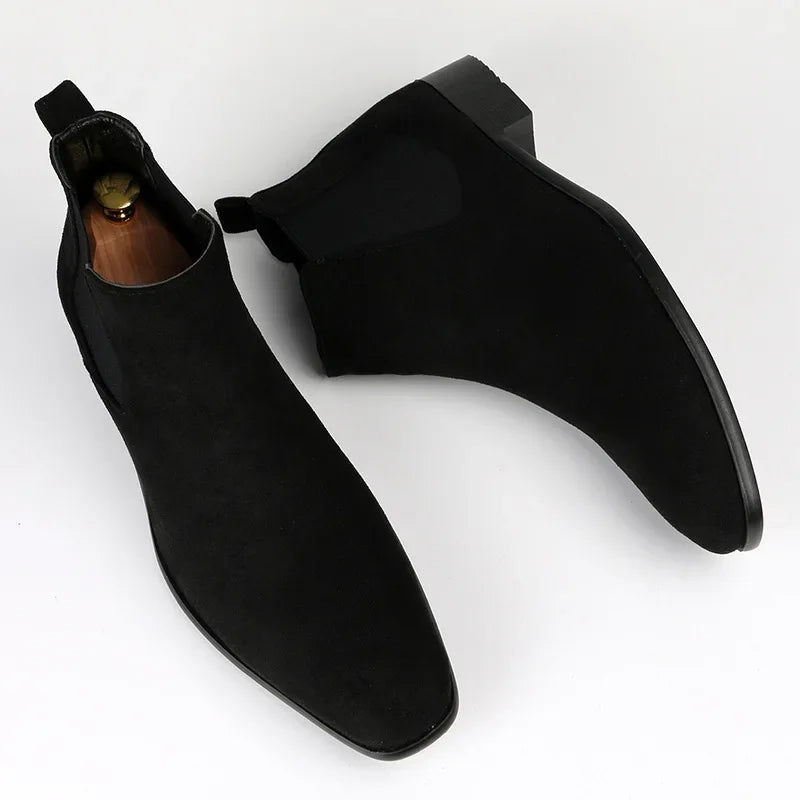 Bertram | Men's Pull-on Ankle Chelsea Boots - Elastic Gusset Pointed-Toe Boots