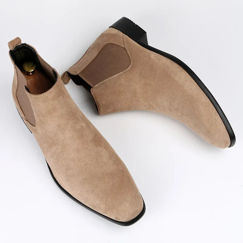 Bertram | Men's Pull-on Ankle Chelsea Boots - Elastic Gusset Pointed-Toe Boots
