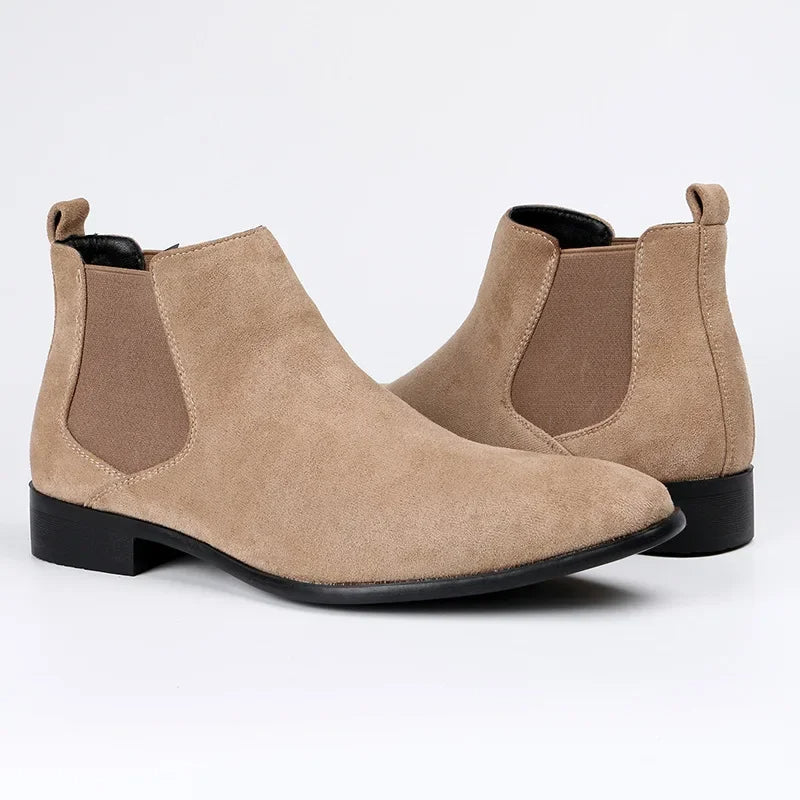 Bertram | Men's Pull-on Ankle Chelsea Boots - Elastic Gusset Pointed-Toe Boots