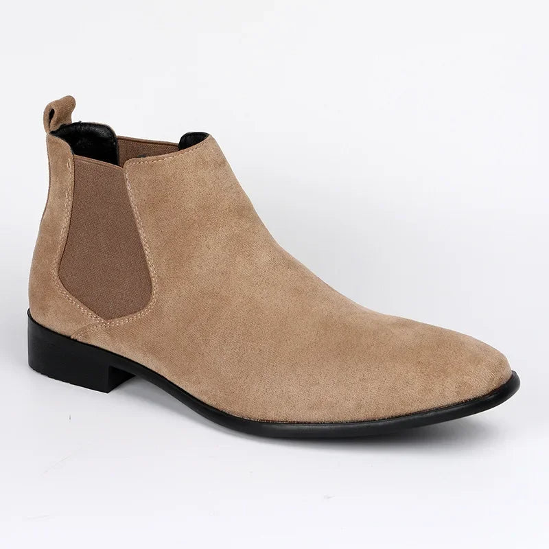 Bertram | Men's Pull-on Ankle Chelsea Boots - Elastic Gusset Pointed-Toe Boots