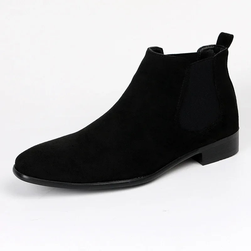 Bertram | Men's Pull-on Ankle Chelsea Boots - Elastic Gusset Pointed-Toe Boots