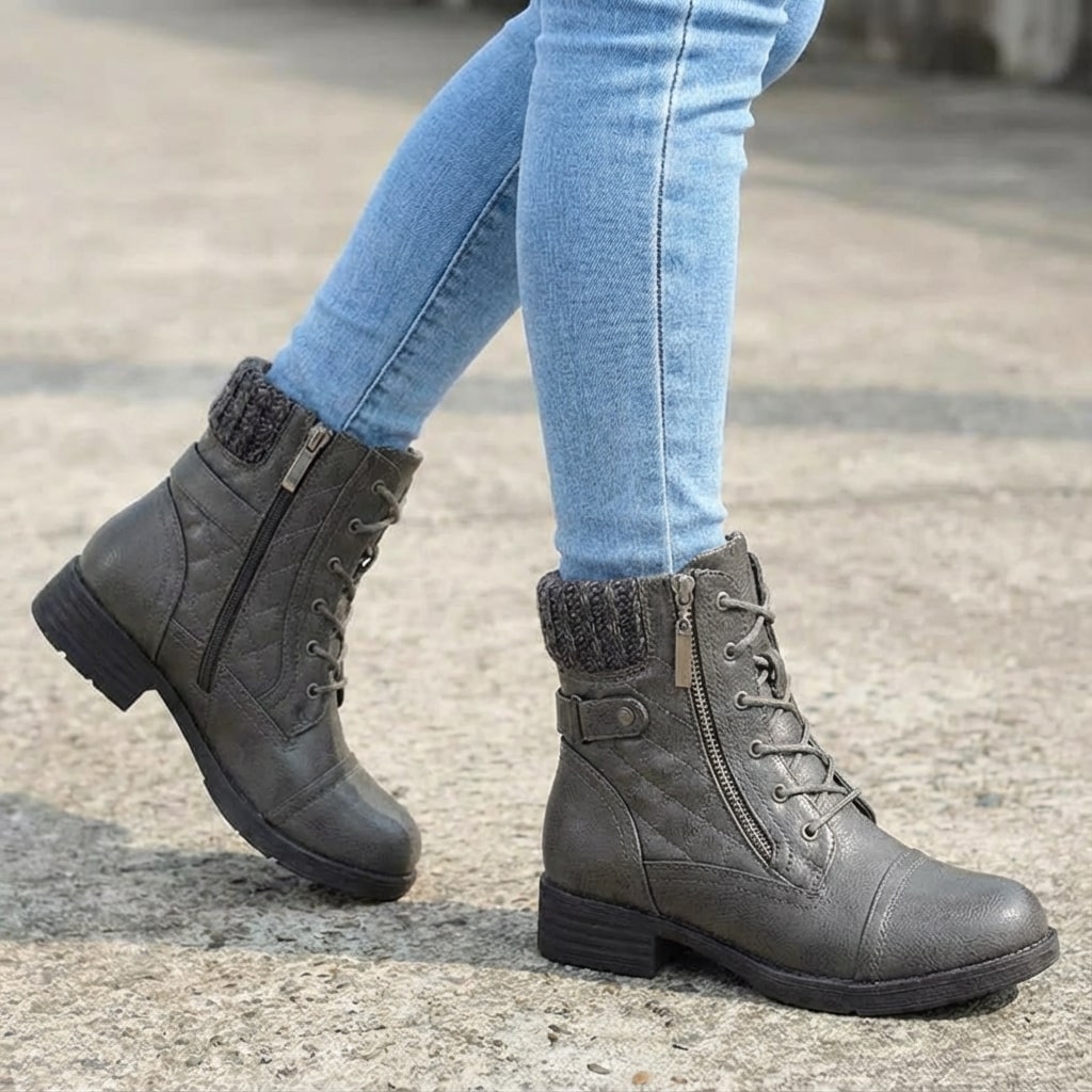Valencia | Women's Leather Ankle Boots – Side-Zip Low Block Heel Boots