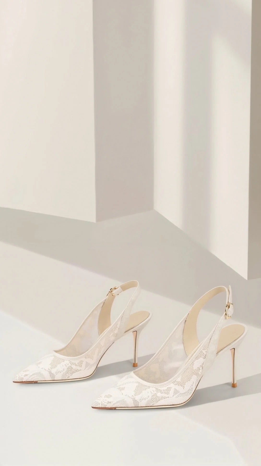 Nadia | Women's Lace-Inspired Slingback Heels - Pointed-Toe Slim Heel Court Shoes
