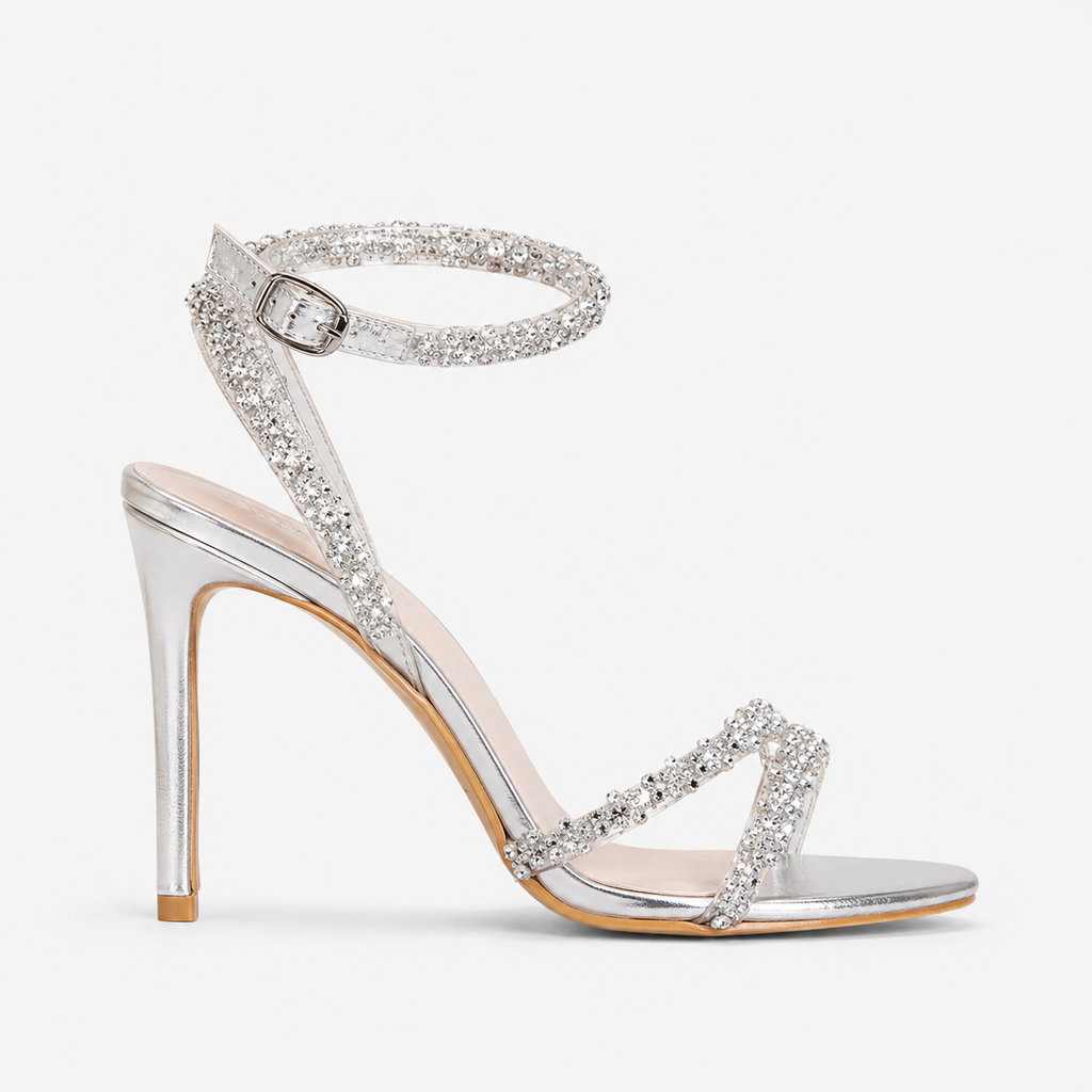 Isolde | Women's Diamanté Stiletto Heels – Strappy Occasion Sandals