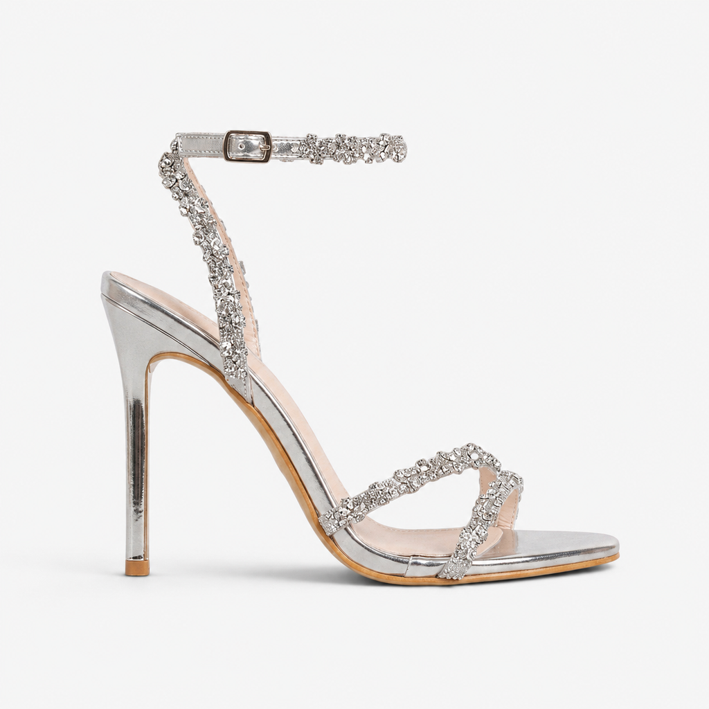Isolde | Women's Diamanté Stiletto Heels – Strappy Occasion Sandals