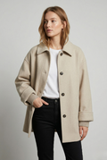 Frederica | Women's Wool-Blend Trenchcoat - Longline Button-Front Overcoat