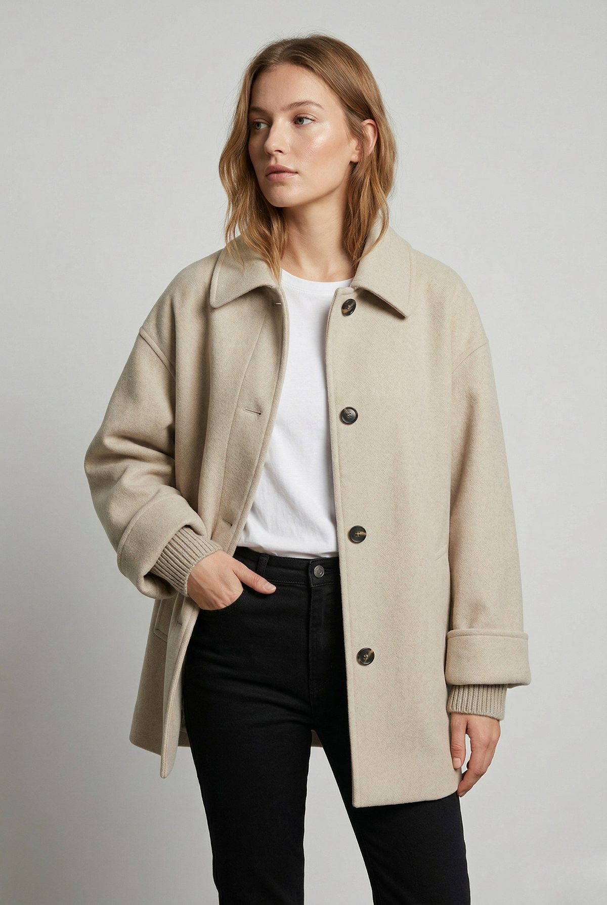Frederica | Women's Wool-Blend Trenchcoat - Longline Button-Front Overcoat