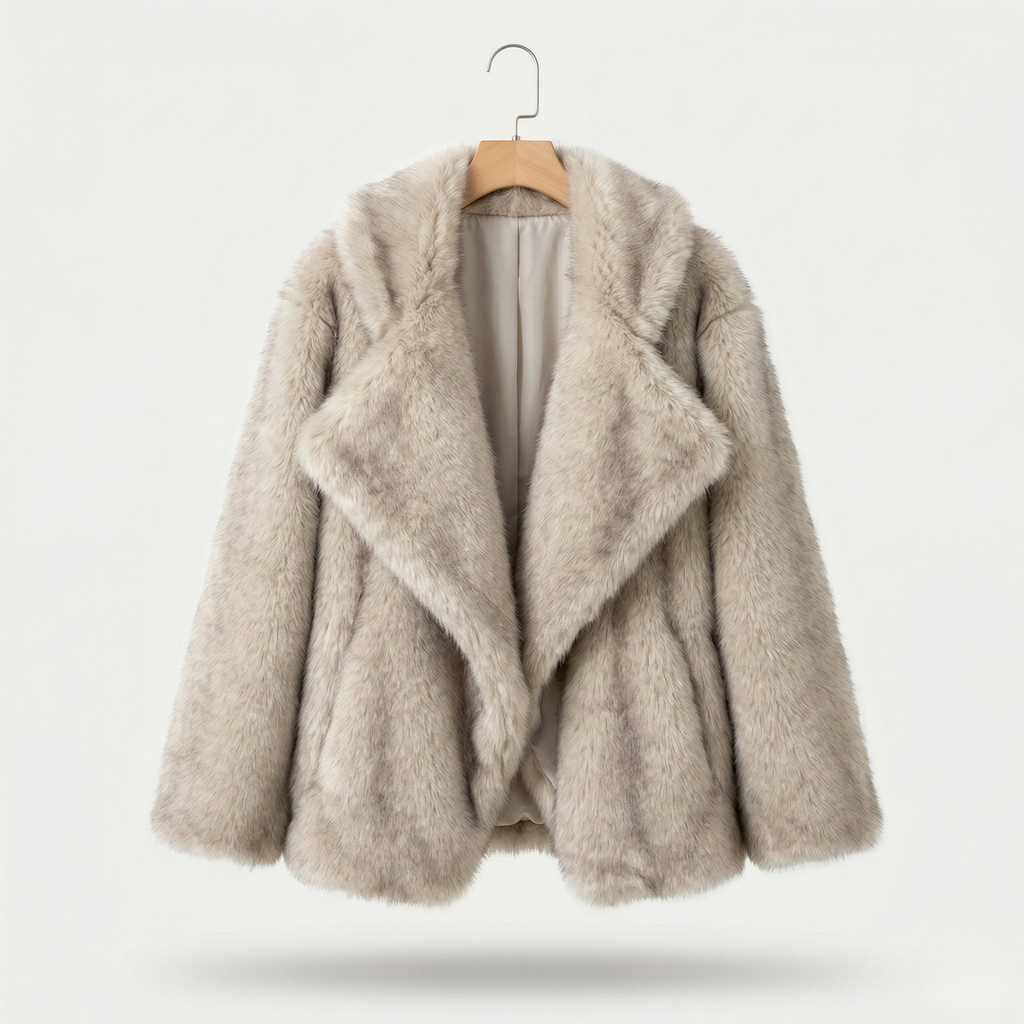 Bernadette | Women's Oversized Faux Fur Winter Coat - Long Sleeve Ribbed Cuff Jacket