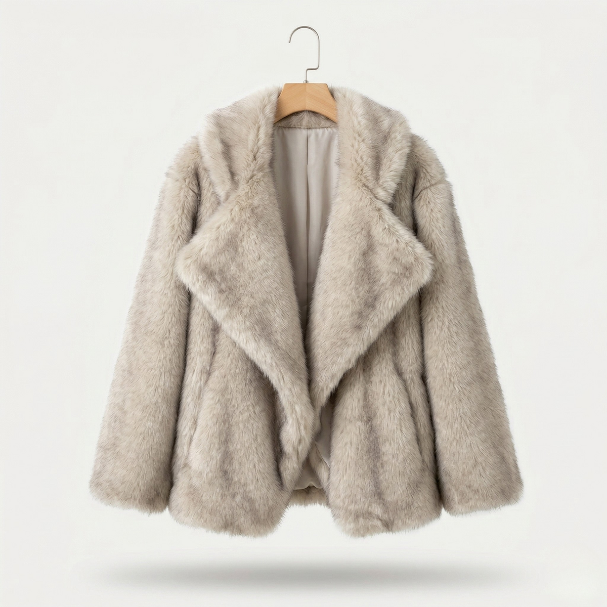 Bernadette | Women's Oversized Faux Fur Winter Coat - Long Sleeve Ribbed Cuff Jacket