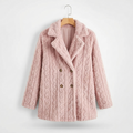 Dawn | Women's Reversible Ribbed Knit Coat - Notch Lapel Winter Overcoat