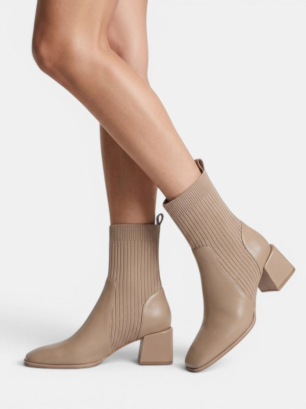 Adelaide | Women's Chelsea Ankle Boots - Square Toe Block Heel Pull-On Boots