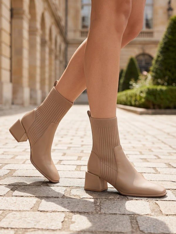Adelaide | Women's Chelsea Ankle Boots - Square Toe Block Heel Pull-On Boots