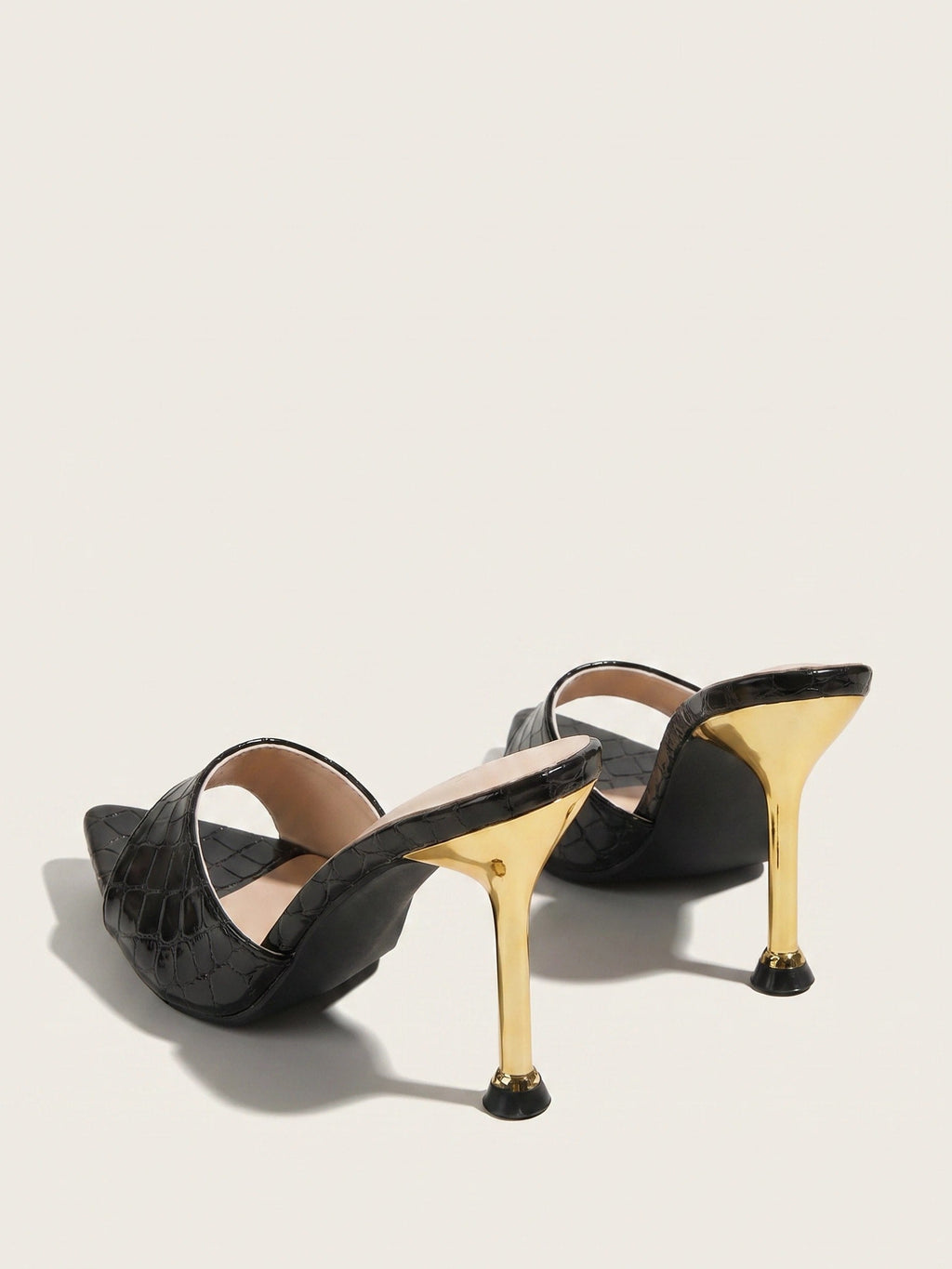 Fenella | Women's Pointed Peep-Toe Mule Heels - Slip-On Stiletto Party Shoes
